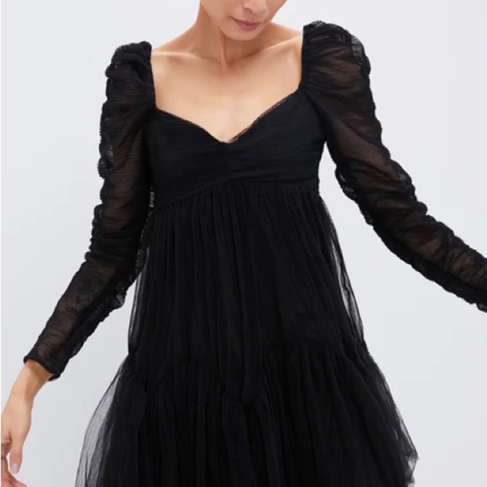 Tuckernuck Moon River Black Long Sleeve Mini Dress (size M NWT)